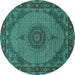 Round Medallion Turquoise Traditional Rug, tr962turq