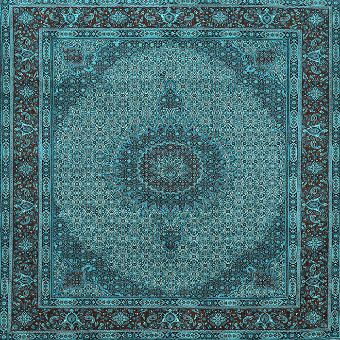Square Medallion Light Blue Traditional Rug, tr962lblu