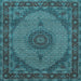 Square Medallion Light Blue Traditional Rug, tr962lblu