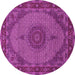 Round Machine Washable Medallion Pink Traditional Rug, wshtr962pnk