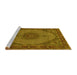 Sideview of Machine Washable Medallion Yellow Traditional Rug, wshtr962yw