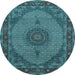 Round Medallion Light Blue Traditional Rug, tr962lblu