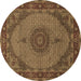 Round Medallion Brown Traditional Rug, tr962brn