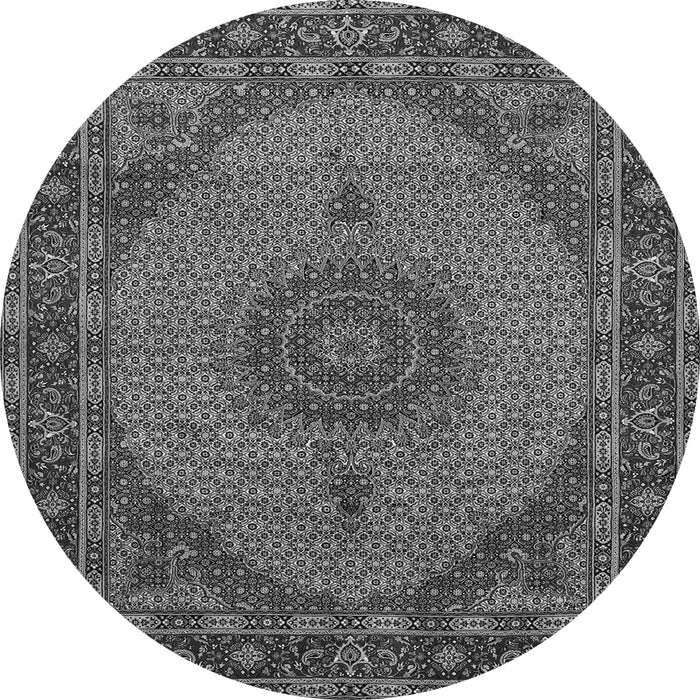 Machine Washable Medallion Gray Traditional Rug, wshtr962gry
