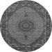 Machine Washable Medallion Gray Traditional Rug, wshtr962gry