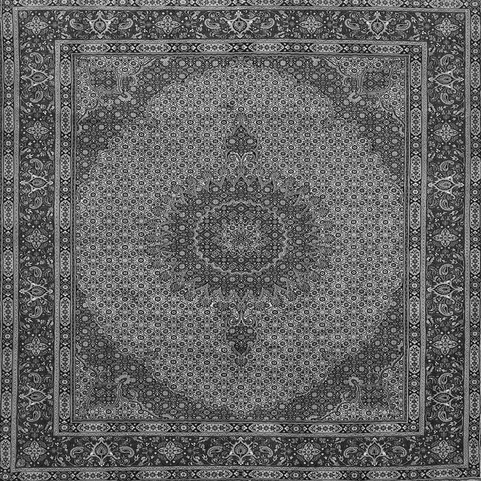 Round Machine Washable Medallion Gray Traditional Rug, wshtr962gry