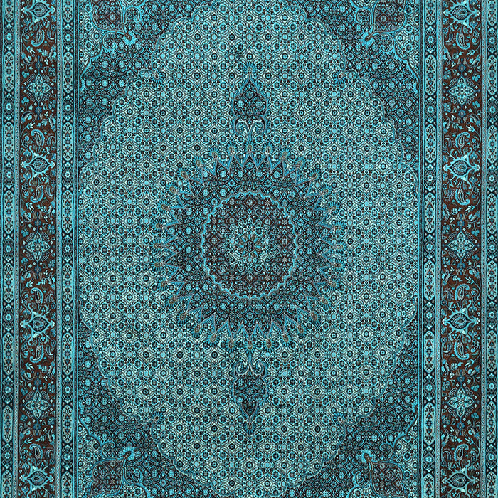 Machine Washable Medallion Light Blue Traditional Rug, wshtr962lblu