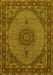 Machine Washable Medallion Yellow Traditional Rug, wshtr962yw