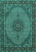 Machine Washable Medallion Turquoise Traditional Area Rugs, wshtr962turq