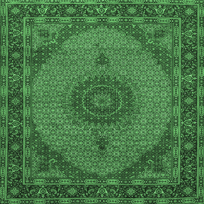 Square Machine Washable Medallion Emerald Green Traditional Area Rugs, wshtr962emgrn