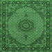 Square Machine Washable Medallion Emerald Green Traditional Area Rugs, wshtr962emgrn