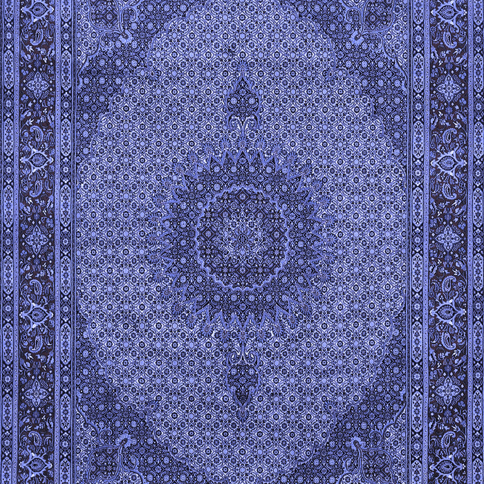 Machine Washable Medallion Blue Traditional Rug, wshtr962blu