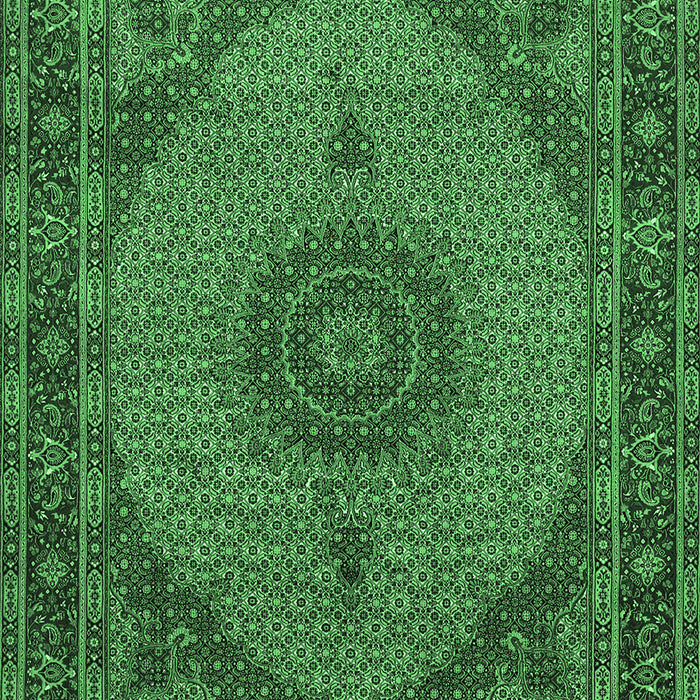 Machine Washable Medallion Emerald Green Traditional Area Rugs, wshtr962emgrn