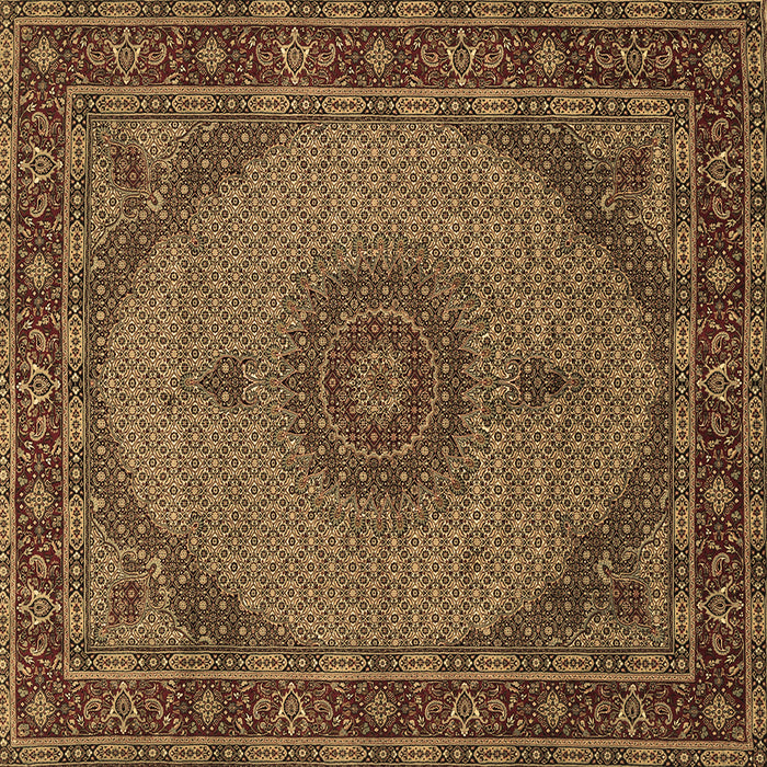 Square Machine Washable Medallion Brown Traditional Rug, wshtr962brn