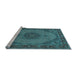 Sideview of Machine Washable Medallion Light Blue Traditional Rug, wshtr962lblu