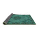 Sideview of Medallion Turquoise Traditional Rug, tr962turq