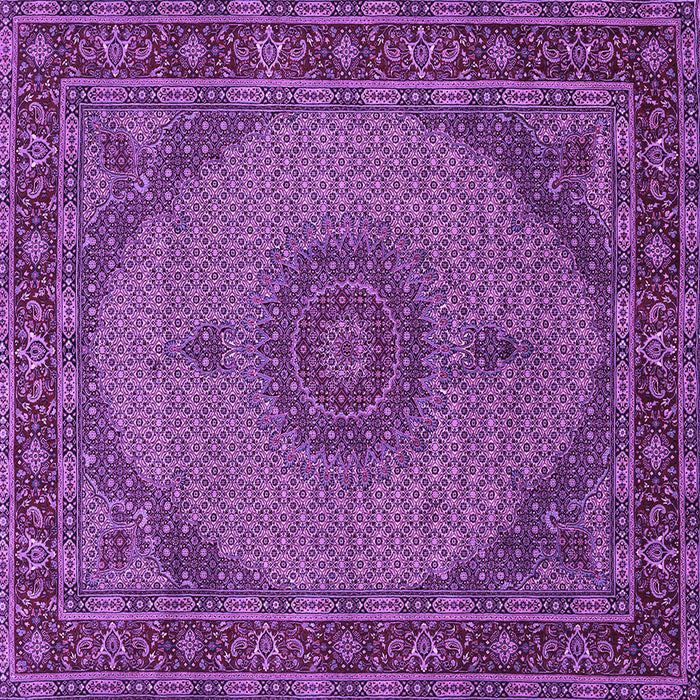Square Machine Washable Medallion Purple Traditional Area Rugs, wshtr962pur