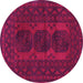Round Machine Washable Persian Pink Traditional Rug, wshtr963pnk