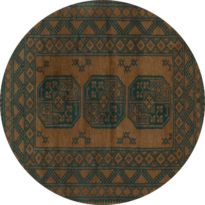Round Persian Turquoise Traditional Rug, tr963turq