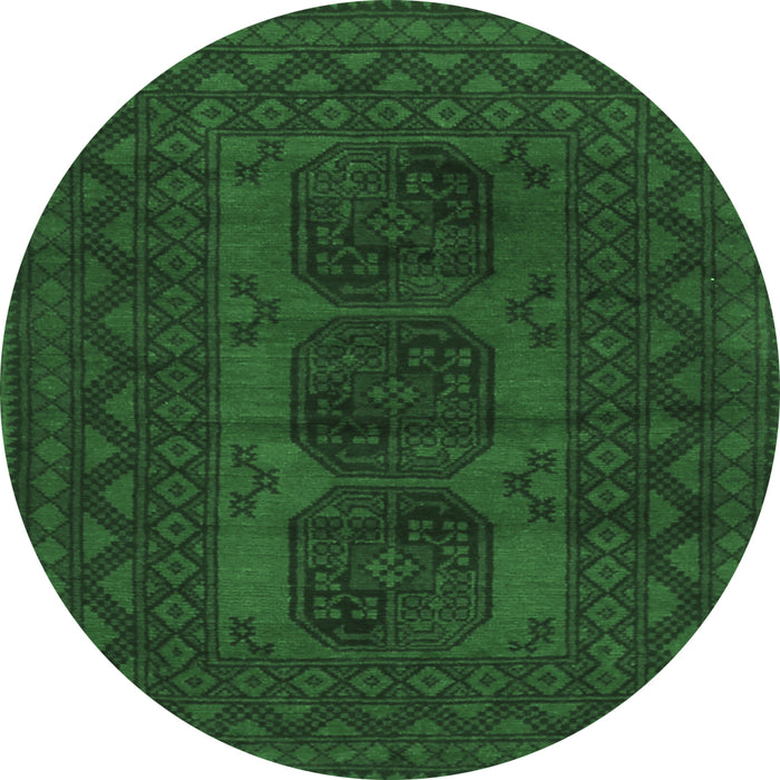 Round Persian Emerald Green Traditional Rug, tr963emgrn