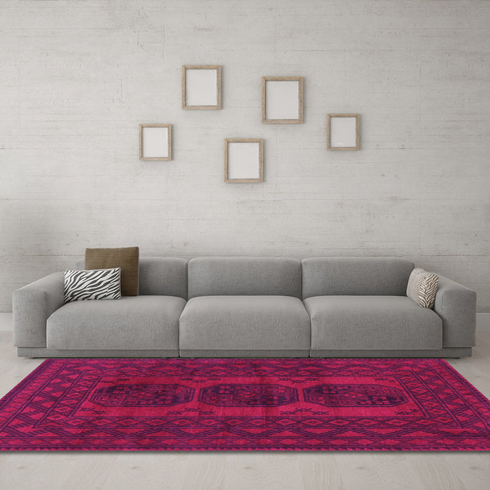 Machine Washable Persian Pink Traditional Rug in a Living Room, wshtr963pnk