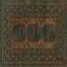 Square Persian Turquoise Traditional Rug, tr963turq