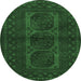 Round Southwestern Emerald Green Country Rug, tr964emgrn