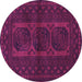 Round Machine Washable Southwestern Purple Country Area Rugs, wshtr964pur