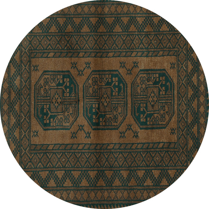 Round Machine Washable Southwestern Turquoise Country Area Rugs, wshtr964turq