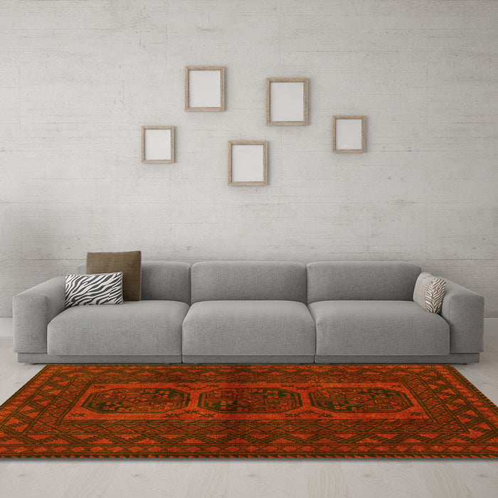 Machine Washable Southwestern Yellow Country Rug in a Living Room, wshtr964yw