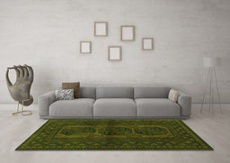 Machine Washable Southwestern Green Country Area Rugs in a Living Room,, wshtr964grn