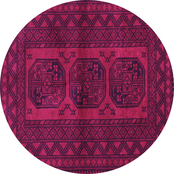 Round Machine Washable Southwestern Pink Country Rug, wshtr964pnk