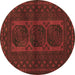 Round Southwestern Brown Country Rug, tr964brn