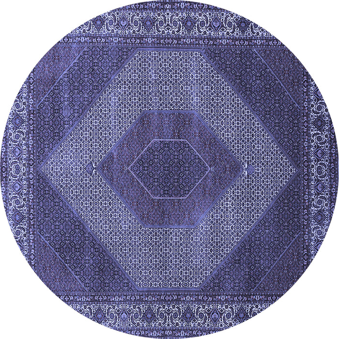 Round Machine Washable Persian Blue Traditional Rug, wshtr965blu