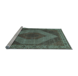 Sideview of Machine Washable Persian Light Blue Traditional Rug, wshtr965lblu