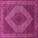 Square Machine Washable Persian Pink Traditional Rug, wshtr965pnk