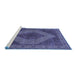 Sideview of Machine Washable Persian Blue Traditional Rug, wshtr965blu