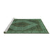 Sideview of Machine Washable Persian Turquoise Traditional Area Rugs, wshtr965turq