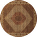 Round Persian Brown Traditional Rug, tr965brn