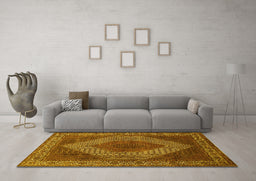 Machine Washable Persian Yellow Traditional Rug in a Living Room, wshtr965yw
