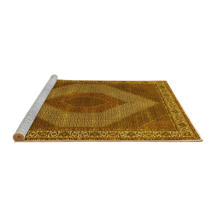 Sideview of Machine Washable Persian Yellow Traditional Rug, wshtr965yw