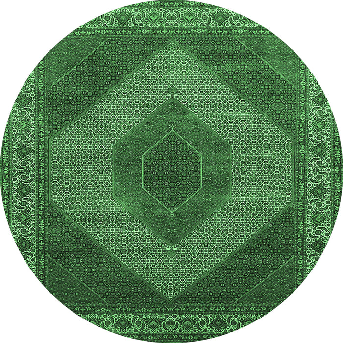 Round Persian Emerald Green Traditional Rug, tr965emgrn