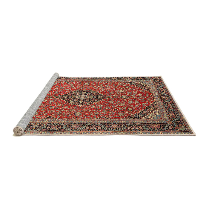 Sideview of Machine Washable Traditional Tomato Red Rug, wshtr966