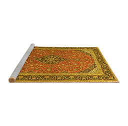 Sideview of Machine Washable Persian Yellow Traditional Rug, wshtr966yw