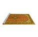 Sideview of Machine Washable Persian Yellow Traditional Rug, wshtr966yw