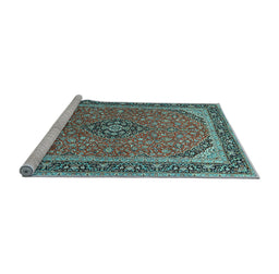 Sideview of Machine Washable Persian Light Blue Traditional Rug, wshtr966lblu
