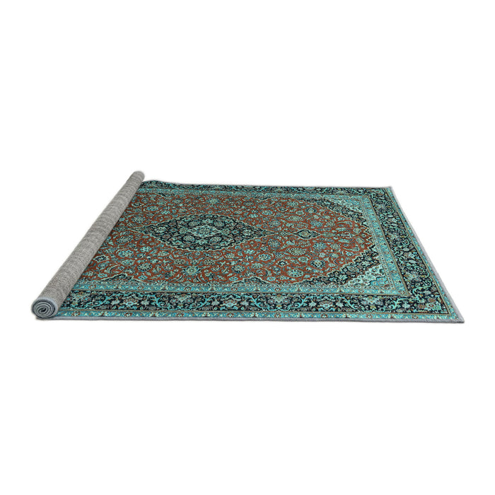 Sideview of Machine Washable Persian Light Blue Traditional Rug, wshtr966lblu