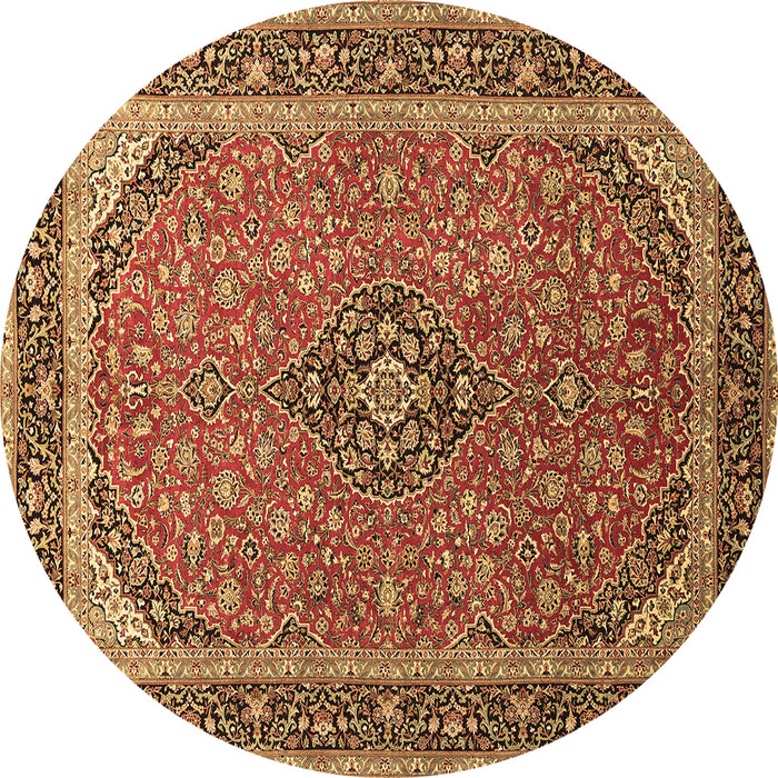 Round Persian Brown Traditional Rug, tr966brn