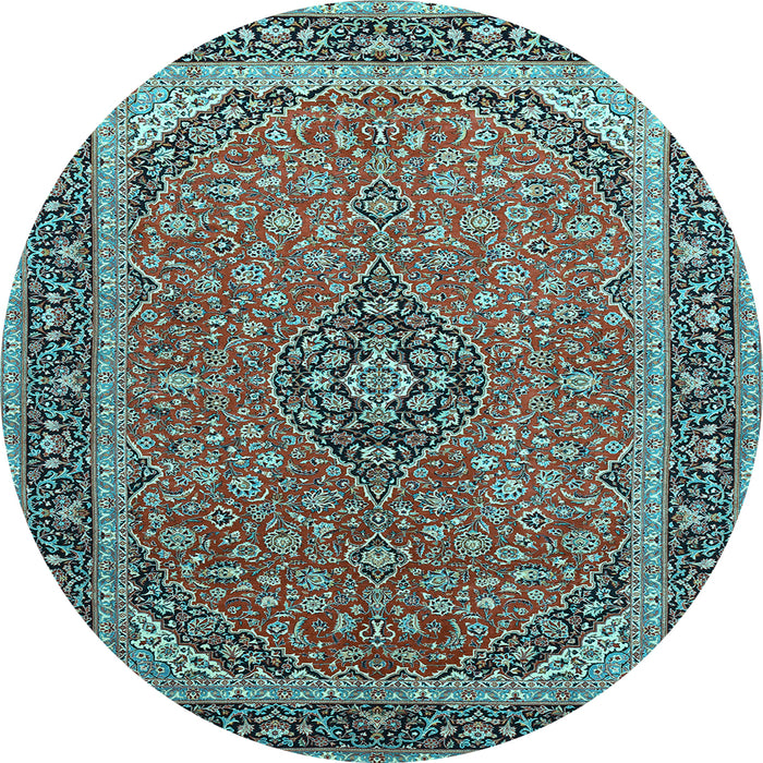 Round Machine Washable Persian Light Blue Traditional Rug, wshtr966lblu