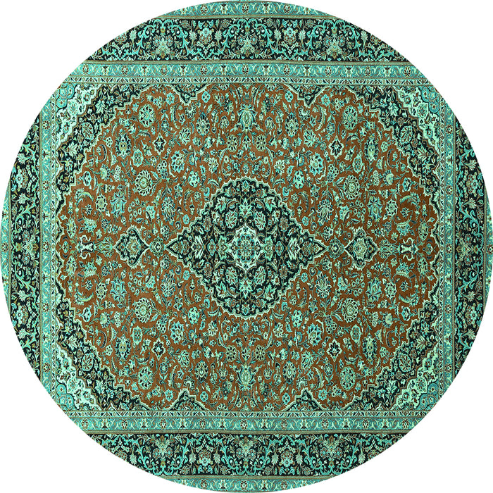 Round Persian Turquoise Traditional Rug, tr966turq